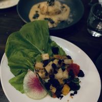 Pumpkin larb salad  at Millennium in Oakland