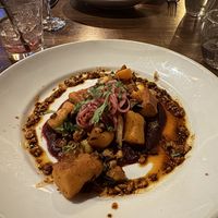 Sweet Potato-Masa Dumplings. Enjoyable play on Latin flavors and unique use of masa.  at Millennium in Oakland