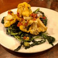 Grilled Rabe & Roasted Cauliflower :: smoked sweet & spicy peperonata, pickled kohlrabi at Millennium in Oakland