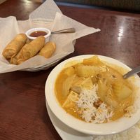 Masman curry and spring rolls   at Bangkok Garden in Portsmouth