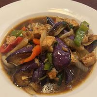 Spicy eggplant with fried tofu  at Bangkok Garden in Portsmouth