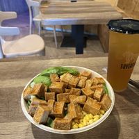 Close up of those tasty, bite-size tofu squares.  at Sovereign in Plantation