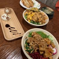 Red bean bun, sweet potato tempura with 2 my way poke bowls at Sovereign in Plantation