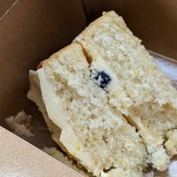 Vegan lemon and blueberry cake at The Blue Bear in Edinburgh
