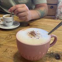 Cappuccino and espresso   at Izzy's Market Vegetarian Boutique in Vila Do Bispo