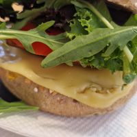 Vegg, scrambled tofu under cheese at Izzy's Market Vegetarian Boutique in Vila Do Bispo