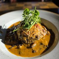 Mushroom Stroganoff. I was expecting noodles but this was a mound of rice. The flavor of the mushrooms and sauce was great though. at Garvie & Co in Milngavie