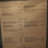 Vegan menu at Garvie & Co in Milngavie