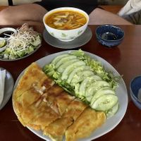 Bánh Xèo and Tomato Noodle Soup   at ROM Vegetarian Restaurant in Hoi An