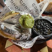 Power plant and Dutch dragon with a side of guacamole and black beans. (No queso/cheese) at Condado Tacos in Pittsburgh