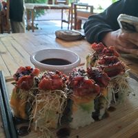 Mi sushi favorito el dragón roll at Blooming Onion - Moctezuma in Guadalajara