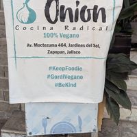 Signage at Blooming Onion - Moctezuma in Guadalajara