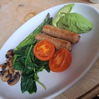 Vegan breakfast, I requested without beans. Also comes with toast and a tea or coffee. at Ireland's Deli Bistro in Widnes