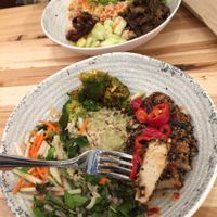 Far easy bowl and bulgogi beef bowl at Veggie Grill by Next Level - River North in Chicago