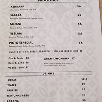 Menu at Falafel Bocas Sababa in Bocas Del Toro