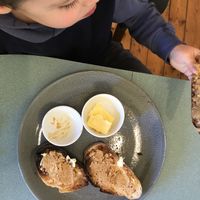 Kids sourdough toast w/ pics peanut butter at Sustain Cafe in Lawson