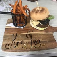 The Veg Burger (vegan cheese) at Alimentary Eatery in Brighton