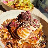 Caramel pancakes...mmm verry good and filling at Preps in Maastricht