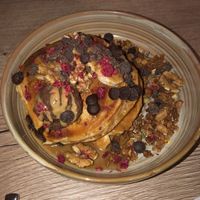 Caramel Pancakes with chocohummus  at Preps in Maastricht