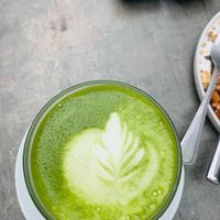 Matcha latte with coconut milk at Preps in Maastricht