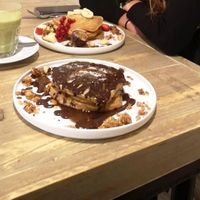 Caramel/chocolate pancakes and protein pancakes at Preps in Maastricht