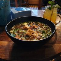 Jasmine iced tea and noodle soup with tofu. at Chi Thu - Pestalozzistrasse in Munich