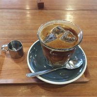 Iced soy latte at Vermillion - cafe. in Kyoto