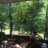 Outside seating area at Vermillion - cafe. in Kyoto