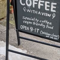 Sign at Vermillion - cafe. in Kyoto