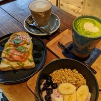 Home made granola + cheese and tomato toast at Vermillion - cafe. in Kyoto