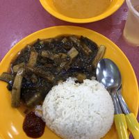 Brinjal pickled veggie rice 梅菜茄子饭 $5.50 at SHU Vegetarian 蔬方斋 - Jurong West in Central Singapore