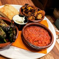 Patatas bravas and padron peppers at The Square Orange in Keswick