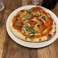 #15 Vegan Pizza with mushrooms, peppers and chilli + vegan cheese (very good)  at The Square Orange in Keswick