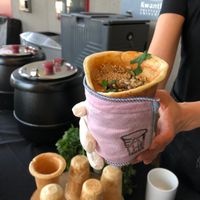 Eat The Dishes soup in edible cup at Eat The Dishes in Vancouver