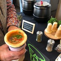 Eat The Dishes soup in edible cup at Eat The Dishes in Vancouver