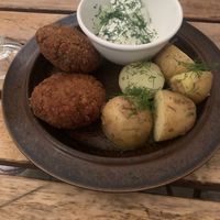 cutlets and potatoes  at no bones in Krakow