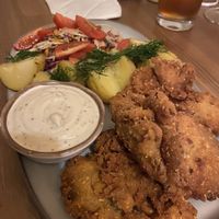 Fried oyster mushrooms  at no bones in Krakow