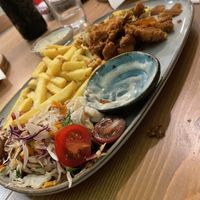 Fried vegan oyster mushroom with garlic sauce at no bones in Krakow