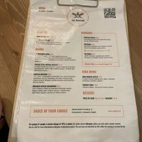 Menu at no bones in Krakow