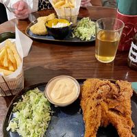 Breaded oyster mushrooms and „No Fishbones"  at no bones in Krakow