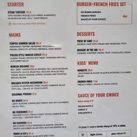 The menu at no bones in Krakow