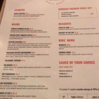 Menu at no bones in Krakow