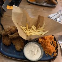 Breaded oyster mushrooms (after I’ve already eaten a little)  at no bones in Krakow