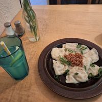 Pierogi and lemonade,  both very tasty at no bones in Krakow