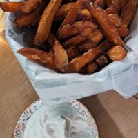 Sweet potato and garlic sauce at no bones in Krakow