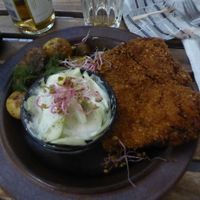Vegan cotoletta (fried seitan) at no bones in Krakow
