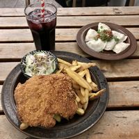 Cutlet and pierogies   at no bones in Krakow