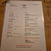 Menu at no bones in Krakow