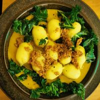 Gnocchi with filling and pumpkin sauce at no bones in Krakow