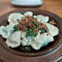 Spinach filled pierogi at no bones in Krakow